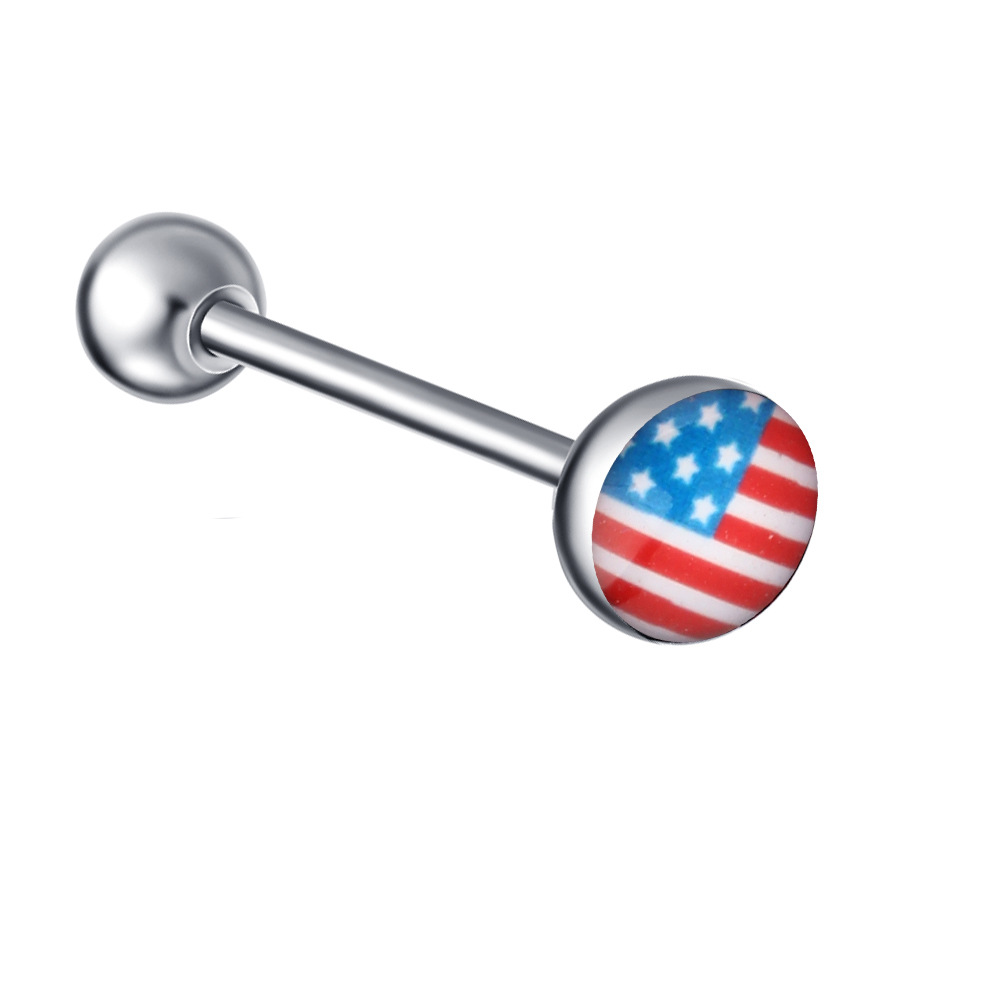 Steel Color LOGO Barbell Tongue Nail Stainless Steel Tongue Ring 16mm Length Piercing Jewelry - Image 3