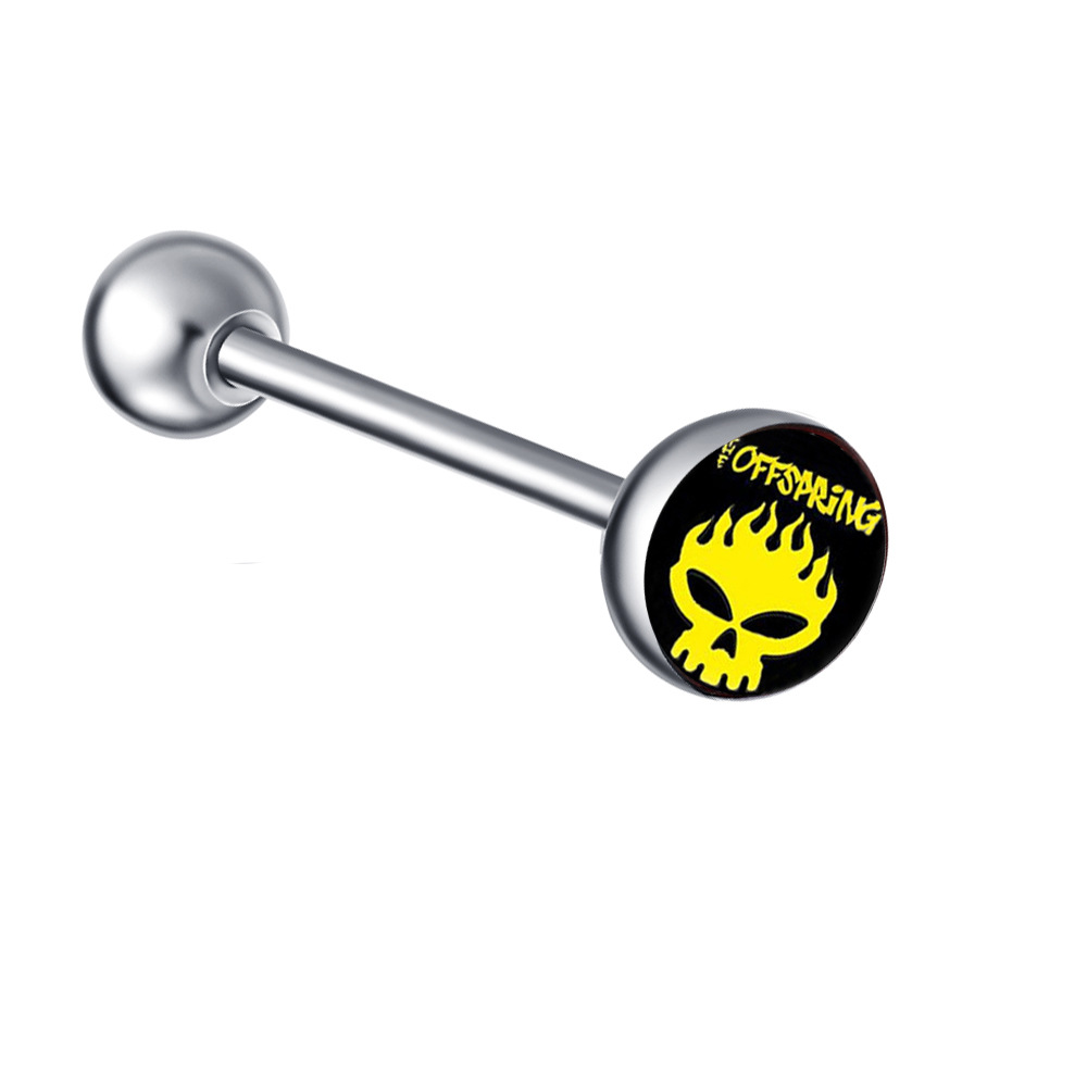Steel Color LOGO Barbell Tongue Nail Stainless Steel Tongue Ring 16mm Length Piercing Jewelry - Image 4