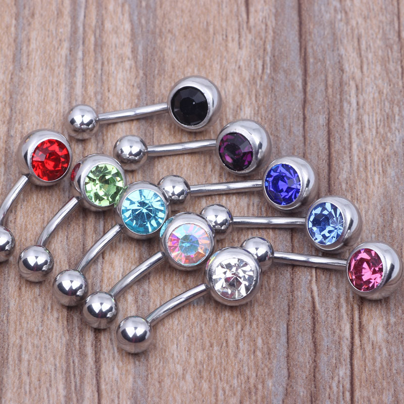DIY 1.6mm Thick Diamond CZ Nail Ring Titanium Steel Belly Button Ring Factory Outlet - Image 2