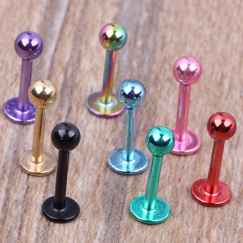 316L Surgical Steel Flat Back Ear Stud with Chinese Knot Diamond Motif - Gold PVD Nail Lip Ring for Ear Piercing - Image 3