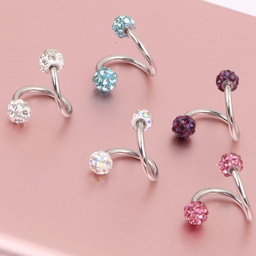 Full Drill Ball Titanium Steel Earrings Shambhala Broken Diamond Colored Diamond Ball Ear Bone Nail S Rod Factory Wholesale 3.5mm Ball CZ - Image 5