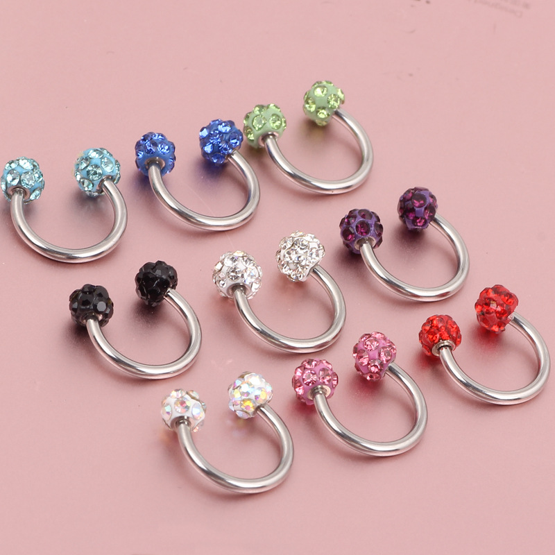 Factory Wholesale Gold Shambhala Ball Ear Studs Nose Nail Eyebrow Nail Lip Nail Ear Cartilage C Rod Non-Allergic 316L Surgical Steel - Image 4