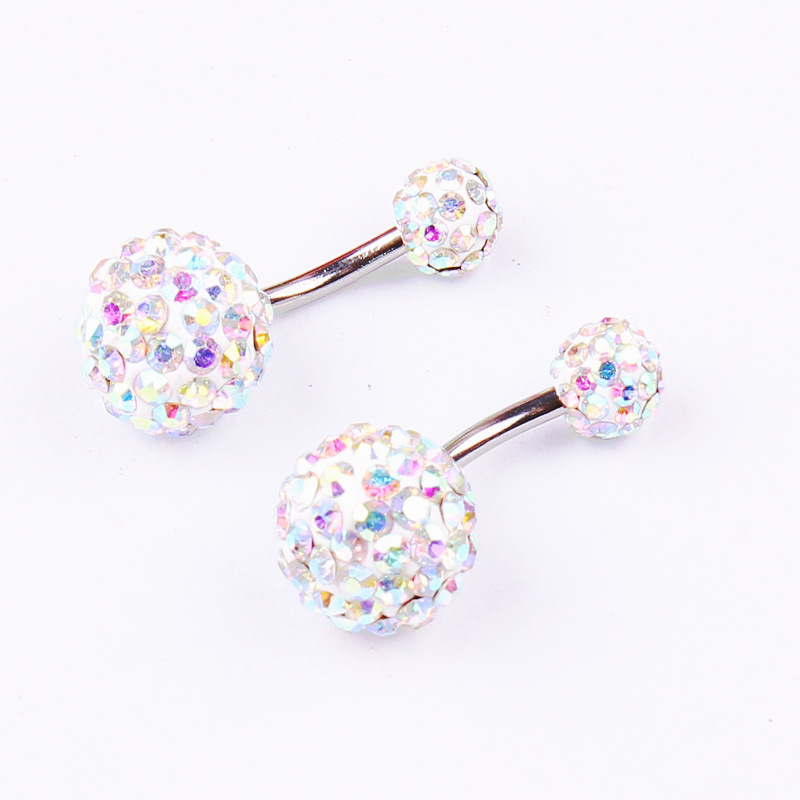 Multi-Color Shambhala Czech Diamond Ball Navel Ring 316L Surgical Steel Belly Button Piercing Jewelry 6/10MM - Image 5
