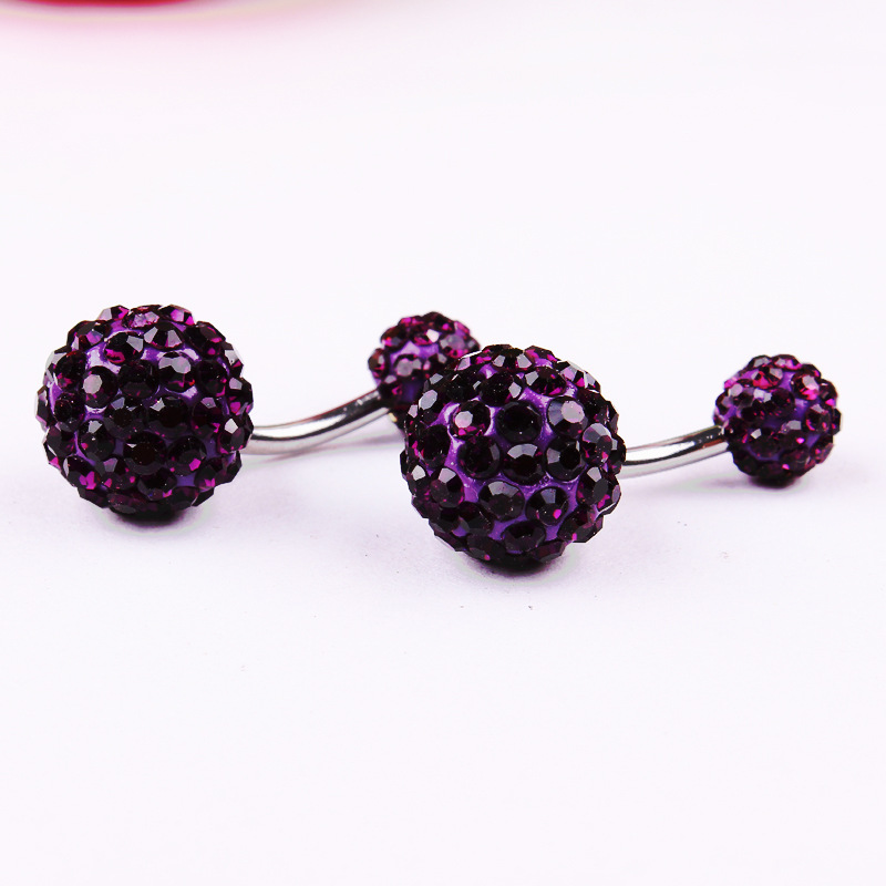 Multi-Color Shambhala Czech Diamond Ball Navel Ring 316L Surgical Steel Belly Button Piercing Jewelry 6/10MM - Image 4