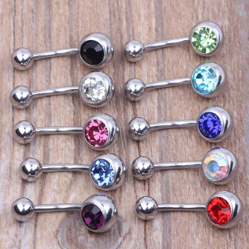 DIY 1.6mm Thick Diamond CZ Nail Ring Titanium Steel Belly Button Ring Factory Outlet - Image 4
