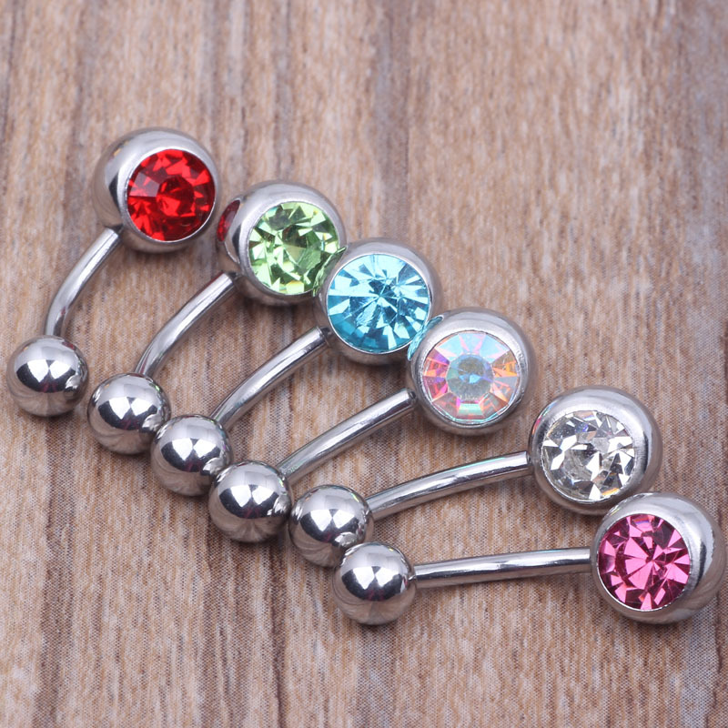 DIY 1.6mm Thick Diamond CZ Nail Ring Titanium Steel Belly Button Ring Factory Outlet - Image 3