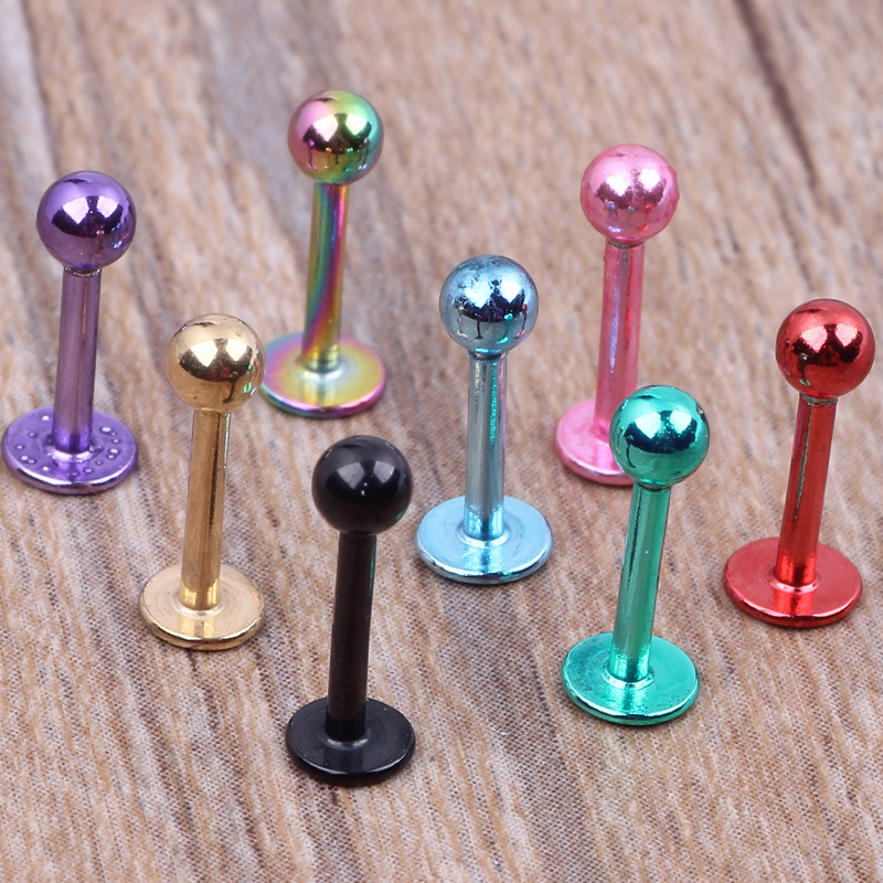 316L Surgical Steel Flat Back Ear Stud with Chinese Knot Diamond Motif - Gold PVD Nail Lip Ring for Ear Piercing - Image 2