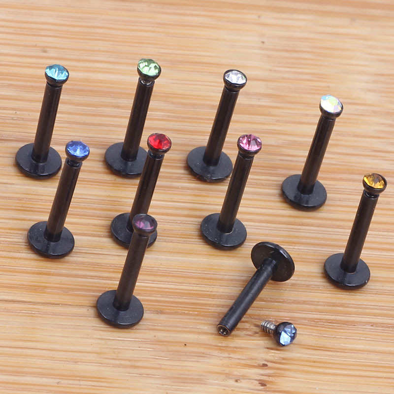 Stainless Steel Lip Flat Bottom Mini 2mm Diamond Labret Stud Ear Bone Nail Inner Tooth Body Piercing Jewelry - Image 3