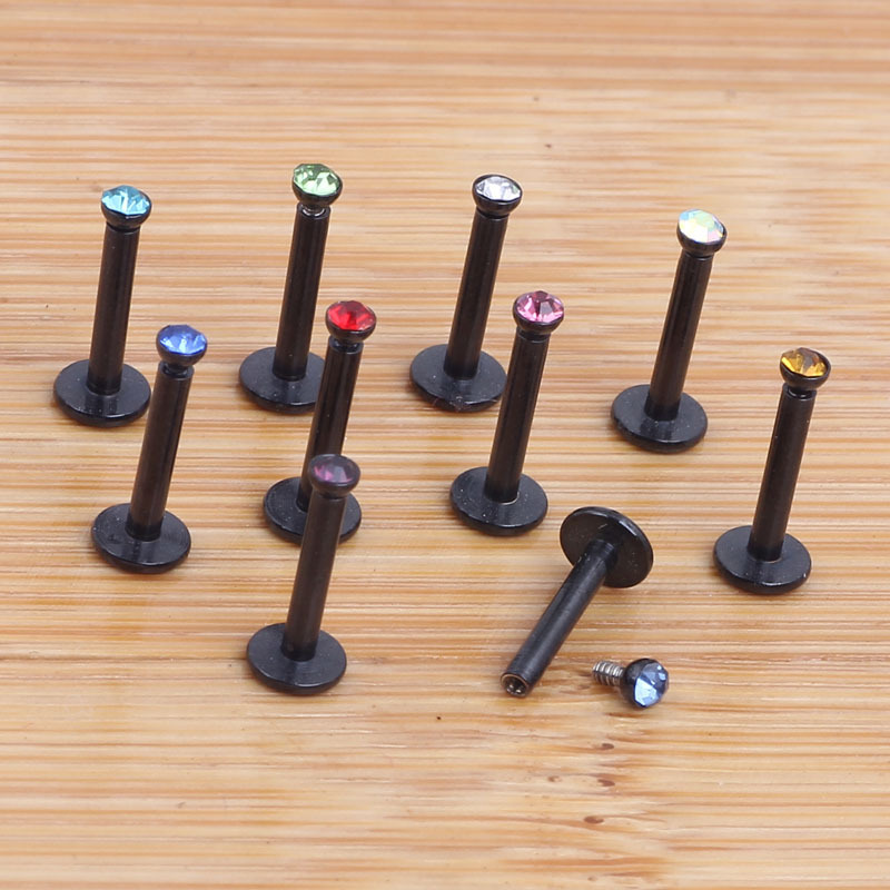 Stainless Steel Lip Flat Bottom Mini 2mm Diamond Labret Stud Ear Bone Nail Inner Tooth Body Piercing Jewelry - Image 2