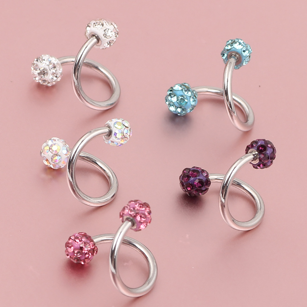 Full Drill Ball Titanium Steel Earrings Shambhala Broken Diamond Colored Diamond Ball Ear Bone Nail S Rod Factory Wholesale 3.5mm Ball CZ - Image 4