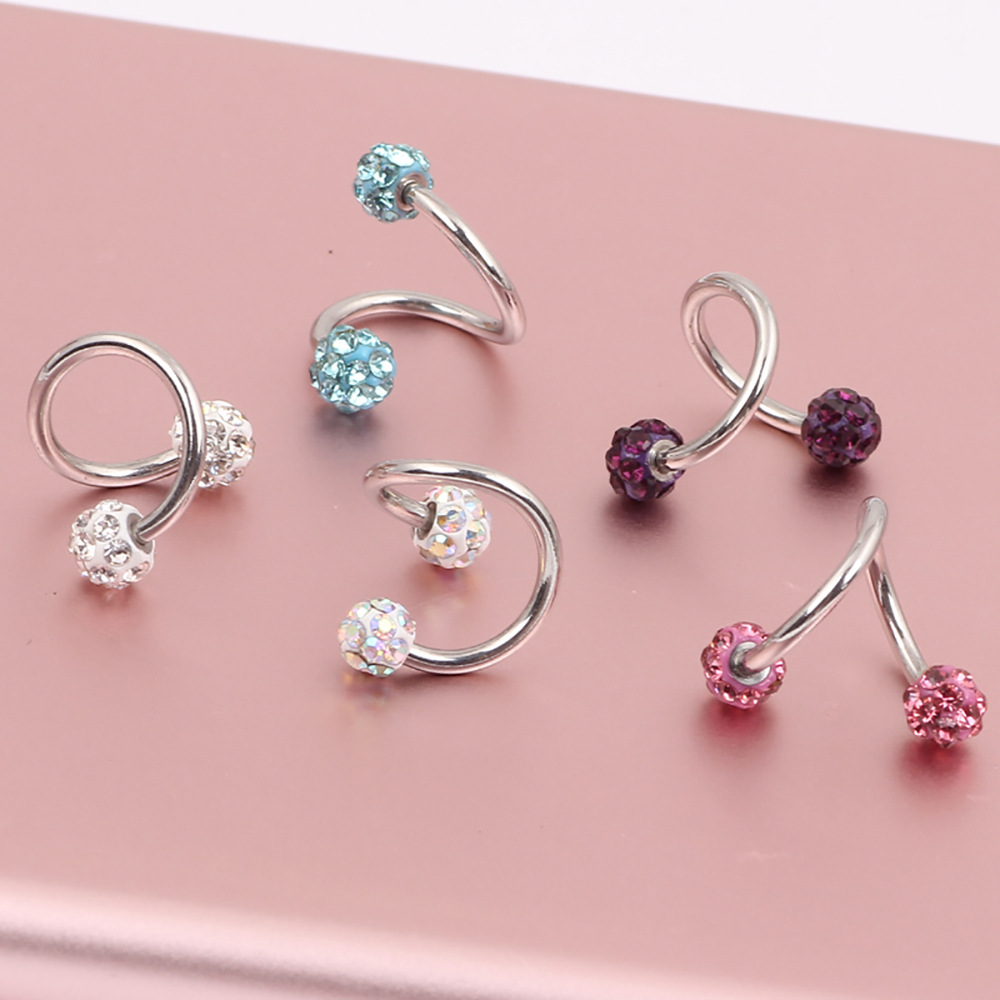 Full Drill Ball Titanium Steel Earrings Shambhala Broken Diamond Colored Diamond Ball Ear Bone Nail S Rod Factory Wholesale 3.5mm Ball CZ - Image 3