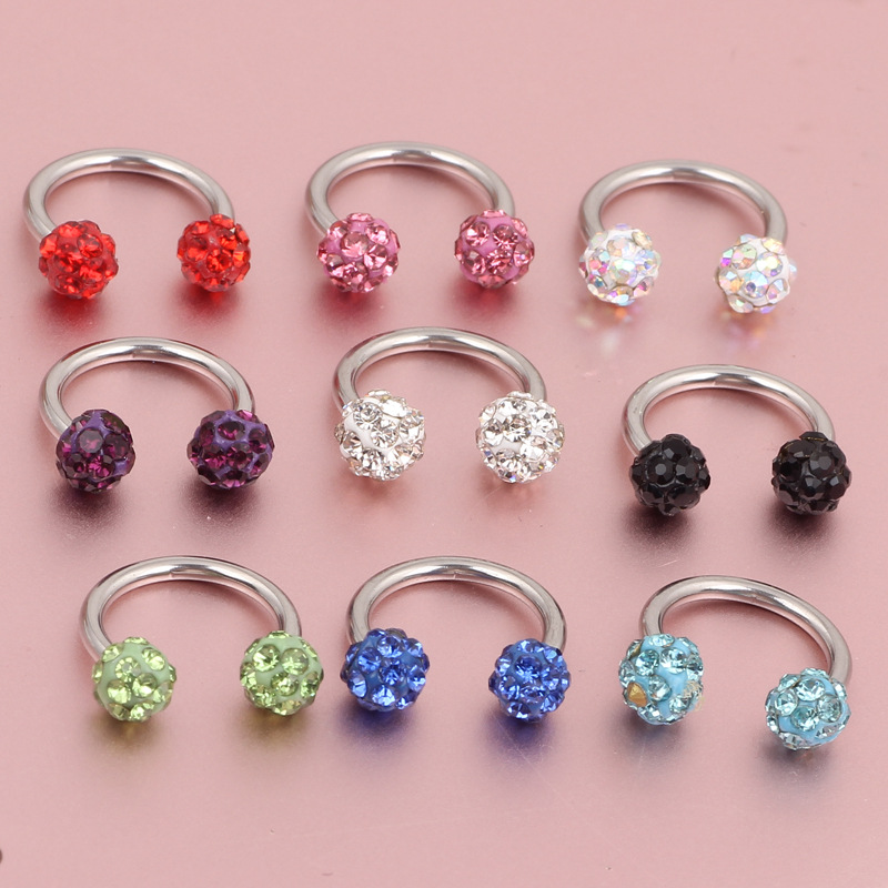 Factory Wholesale Gold Shambhala Ball Ear Studs Nose Nail Eyebrow Nail Lip Nail Ear Cartilage C Rod Non-Allergic 316L Surgical Steel - Image 2