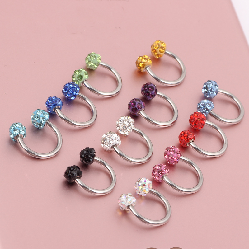 Factory Wholesale Gold Shambhala Ball Ear Studs Nose Nail Eyebrow Nail Lip Nail Ear Cartilage C Rod Non-Allergic 316L Surgical Steel - Image 5