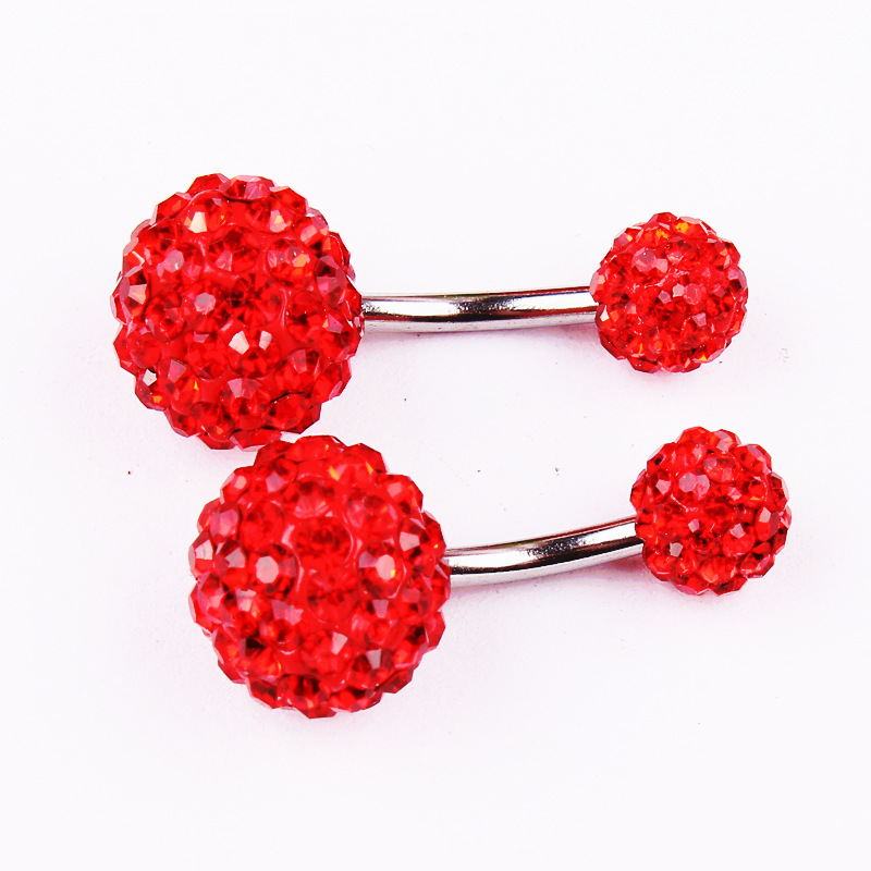 Multi-Color Shambhala Czech Diamond Ball Navel Ring 316L Surgical Steel Belly Button Piercing Jewelry 6/10MM - Image 3