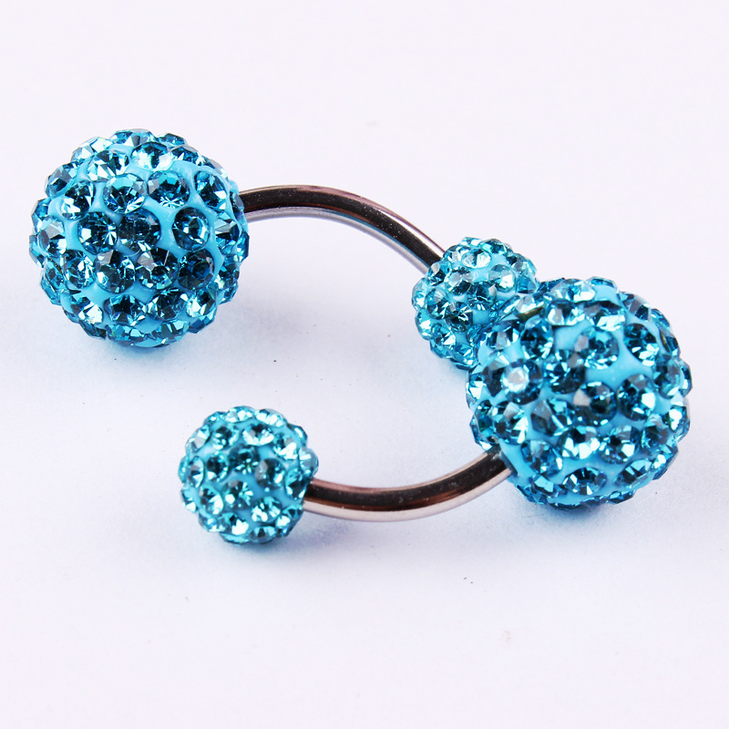 Multi-Color Shambhala Czech Diamond Ball Navel Ring 316L Surgical Steel Belly Button Piercing Jewelry 6/10MM - Image 2