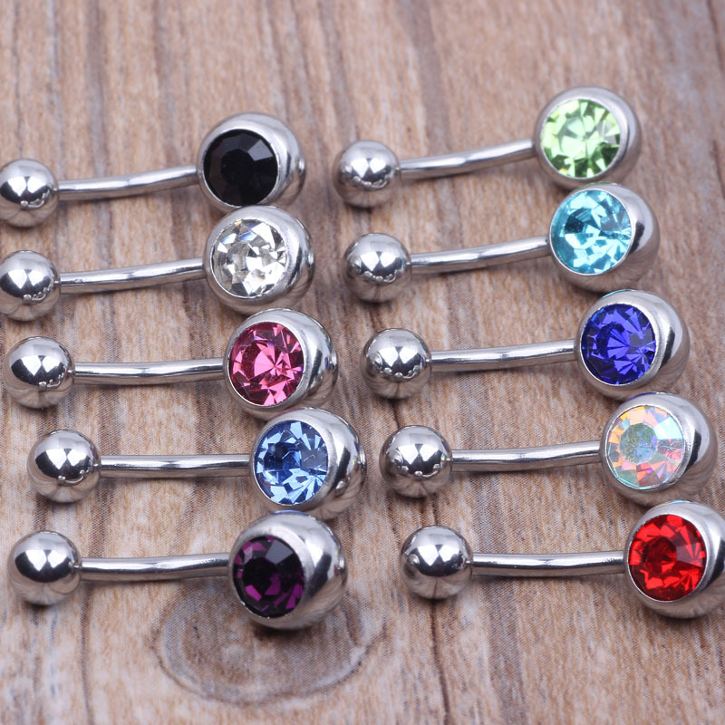 DIY 1.6mm Thick Diamond CZ Nail Ring Titanium Steel Belly Button Ring Factory Outlet - Image 5