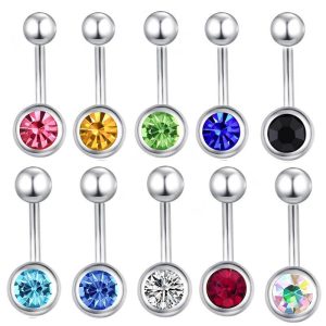 DIY 1.6mm Thick Diamond CZ Nail Ring Titanium Steel Belly Button Ring Factory Outlet