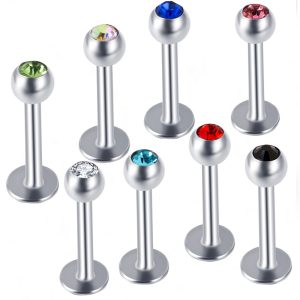 Dark Blue Rhinestone Tragus Cartilage Lip Barbell 316L Surgical Steel Ear Bone Stud Punk Piercing Jewelry