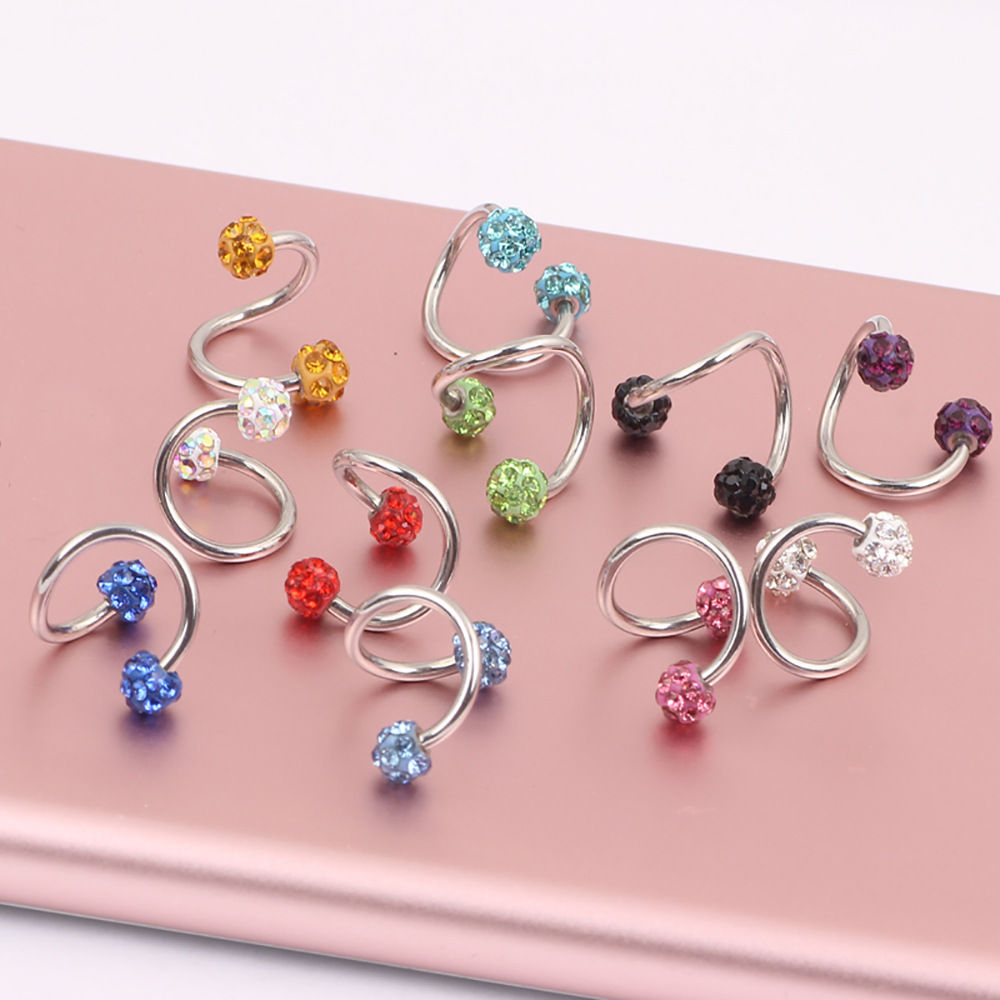 Full Drill Ball Titanium Steel Earrings Shambhala Broken Diamond Colored Diamond Ball Ear Bone Nail S Rod Factory Wholesale 3.5mm Ball CZ - Image 2
