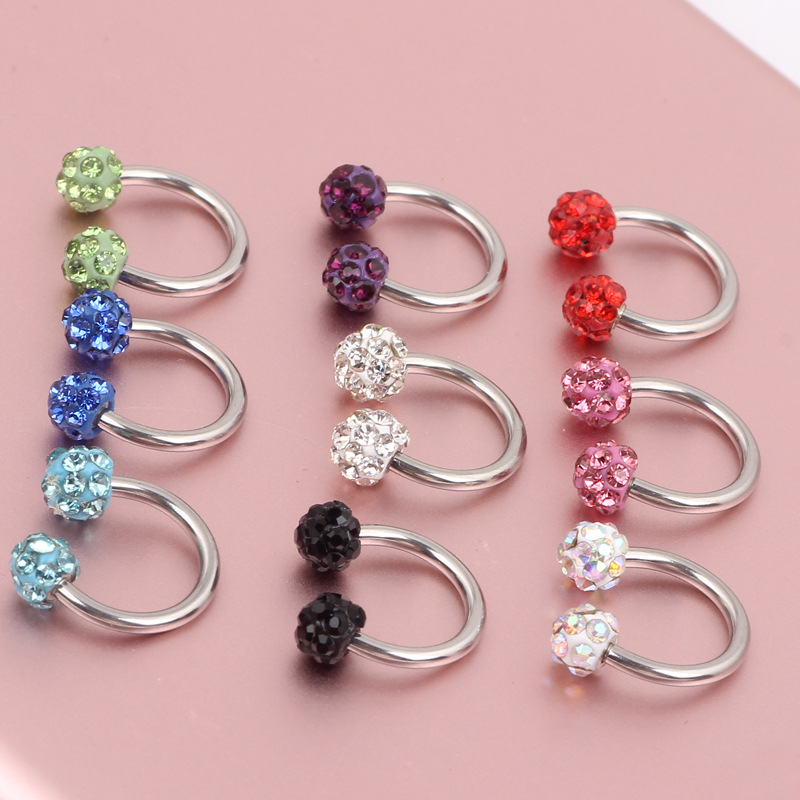 Factory Wholesale Gold Shambhala Ball Ear Studs Nose Nail Eyebrow Nail Lip Nail Ear Cartilage C Rod Non-Allergic 316L Surgical Steel - Image 3