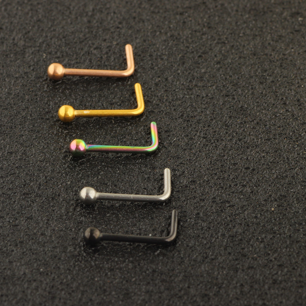 Rose Gold L-Type Nose Nail Nose Ring 316L Surgical Steel Earrings Fashion Piercing Jewelry - Image 2
