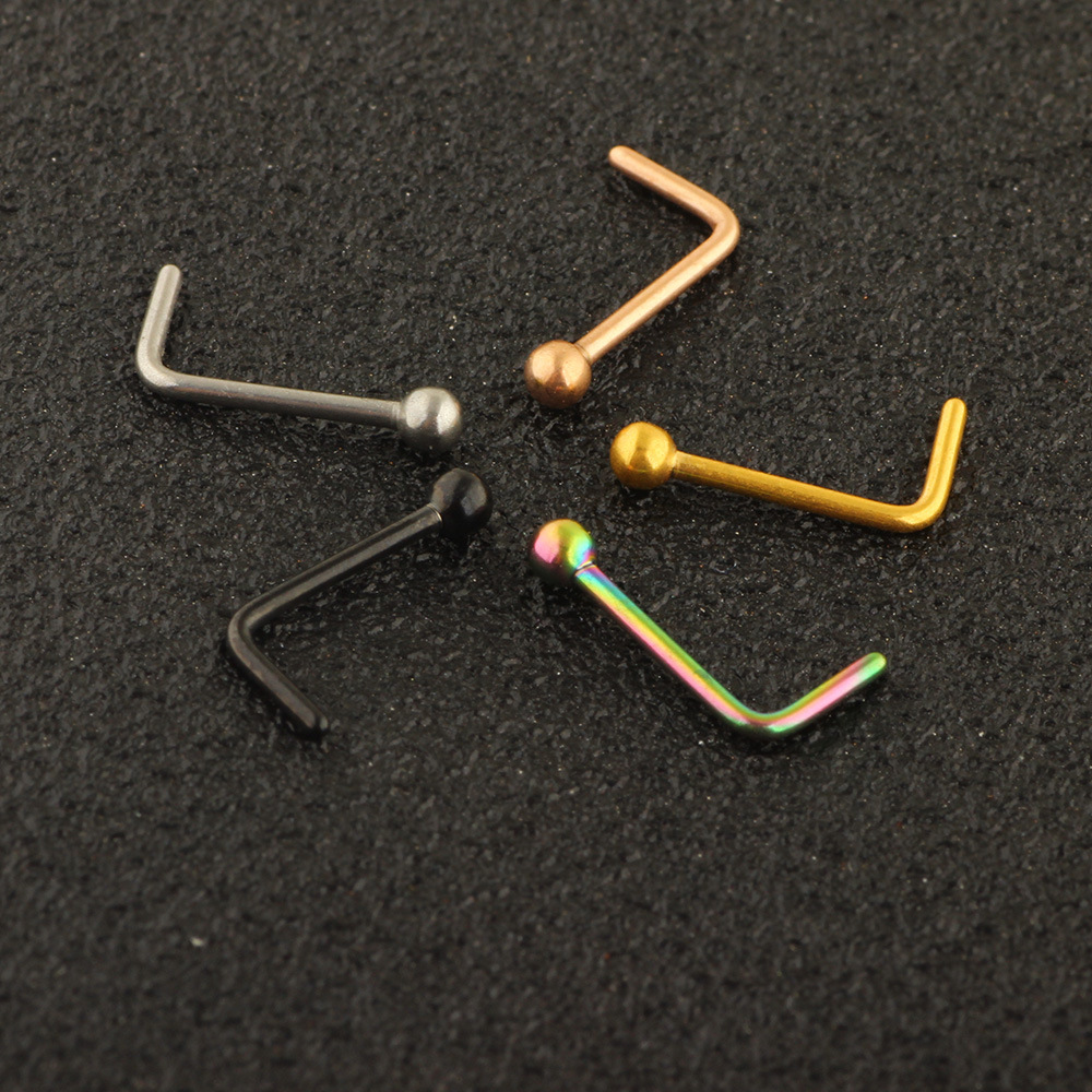 Rose Gold L-Type Nose Nail Nose Ring 316L Surgical Steel Earrings Fashion Piercing Jewelry - Image 5