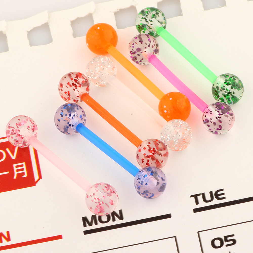 European American Acrylic Sequin Tongue Nail Tongue Ring Soft Rod Wholesale Factory Cross-Border Body Piercing Jewelry - Image 4