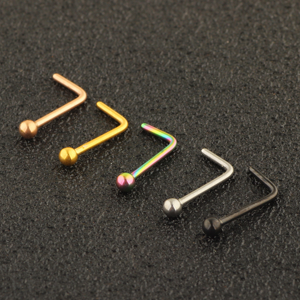 Rose Gold L-Type Nose Nail Nose Ring 316L Surgical Steel Earrings Fashion Piercing Jewelry - Image 3