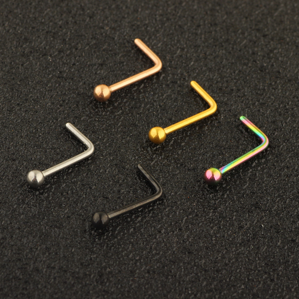 Rose Gold L-Type Nose Nail Nose Ring 316L Surgical Steel Earrings Fashion Piercing Jewelry - Image 4