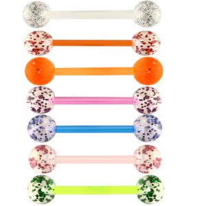 European American Acrylic Sequin Tongue Nail Tongue Ring Soft Rod Wholesale Factory Cross-Border Body Piercing Jewelry