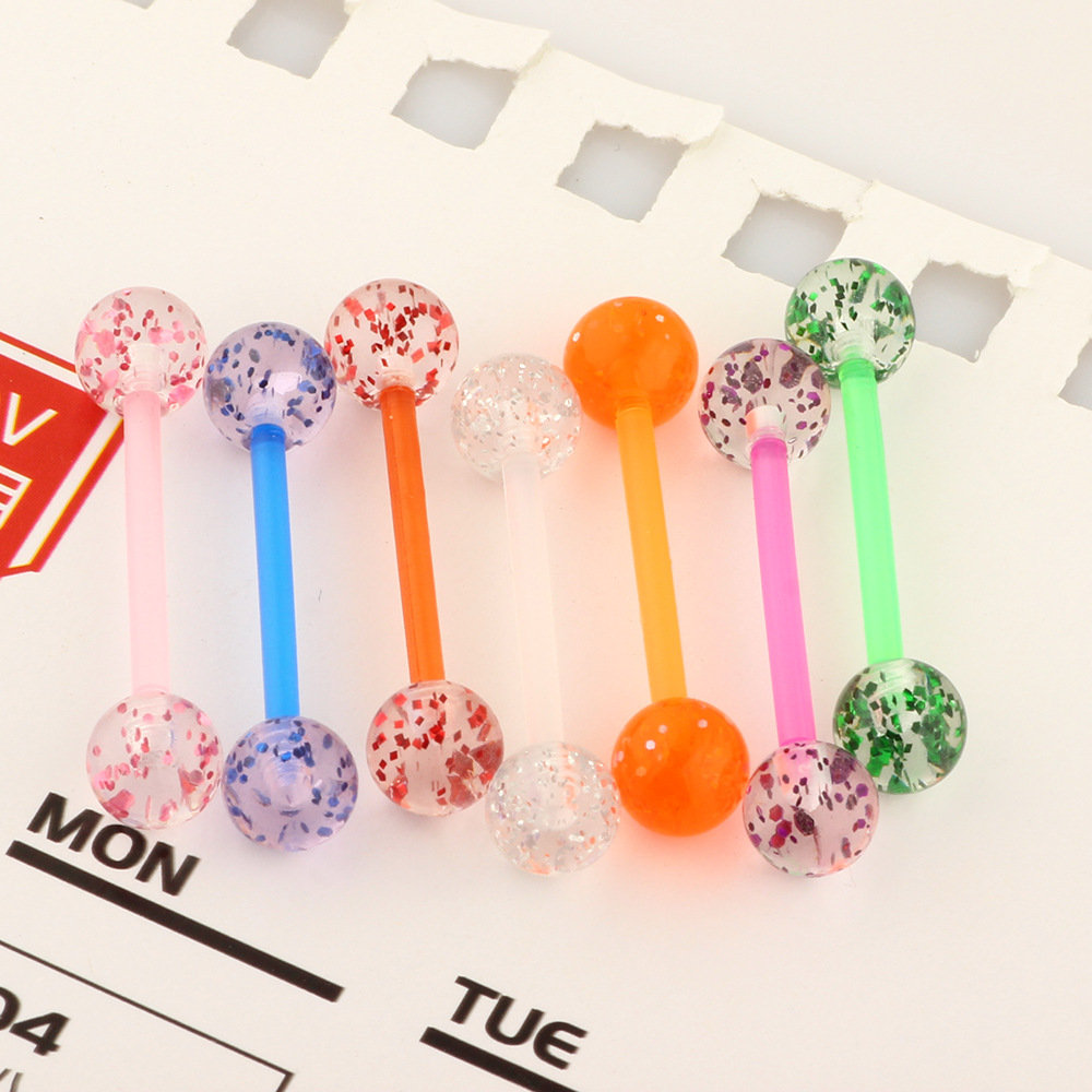 European American Acrylic Sequin Tongue Nail Tongue Ring Soft Rod Wholesale Factory Cross-Border Body Piercing Jewelry - Image 5