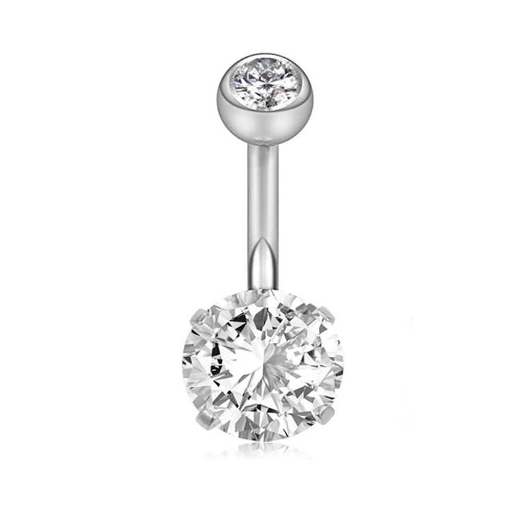 Factory Direct New Small Navel Ring with CZ Gem Stainless Steel Belly Button Piercing Jewelry Peach Fashion - Image 4