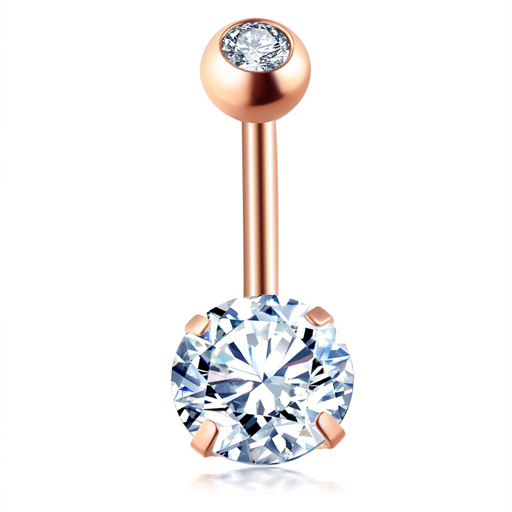 Factory Direct New Small Navel Ring with CZ Gem Stainless Steel Belly Button Piercing Jewelry Peach Fashion - Image 2