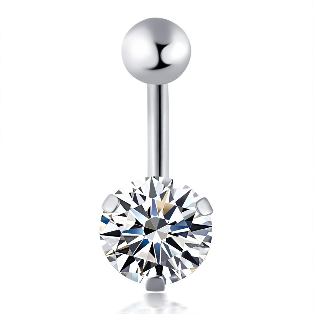 Factory Direct New Small Navel Ring with CZ Gem Stainless Steel Belly Button Piercing Jewelry Peach Fashion - Image 3