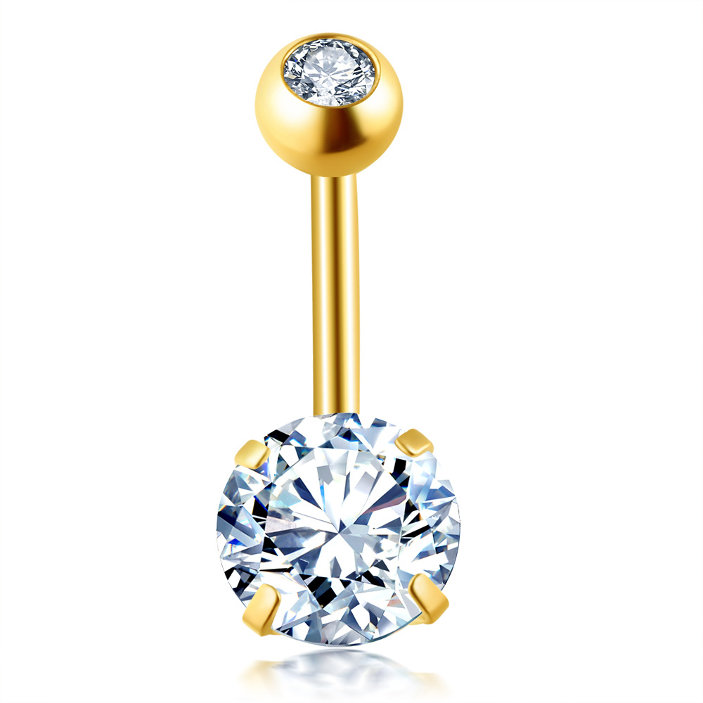 Factory Direct New Small Navel Ring with CZ Gem Stainless Steel Belly Button Piercing Jewelry Peach Fashion - Image 5