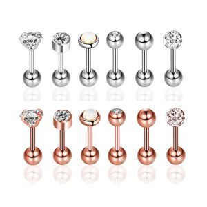 Stainless Steel Lip Nails, Zircon Earrings, Ear Bone Nails - Popular Piercing Jewelry Set