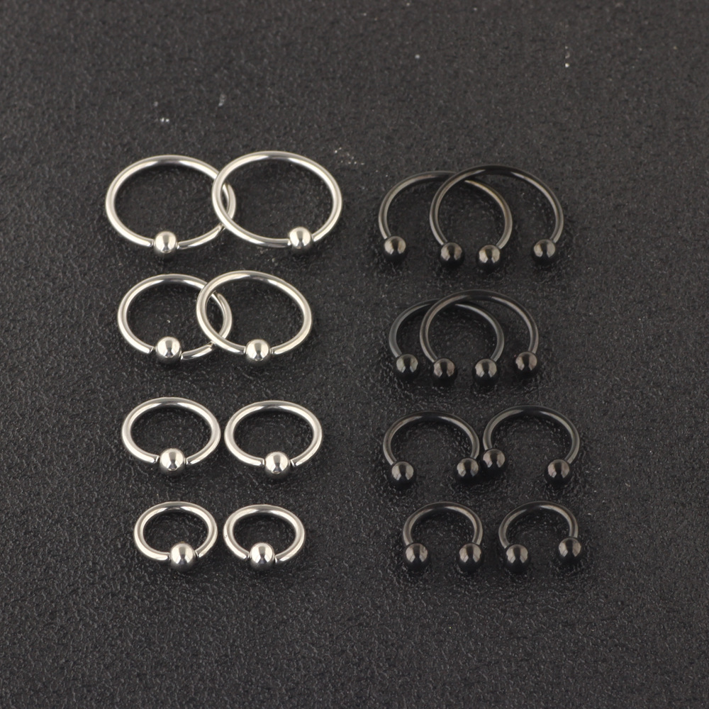 16 Pack Nose Rings Nail Puncture Set 6-12mm Piercing Ear Bone Nail Stainless Steel - Image 2