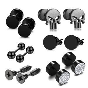 Factory Direct Amazon Wish Men's Explosive Earring Set Faux Ear Expanders Women's Atmospheric Simple Earrings Wholesale