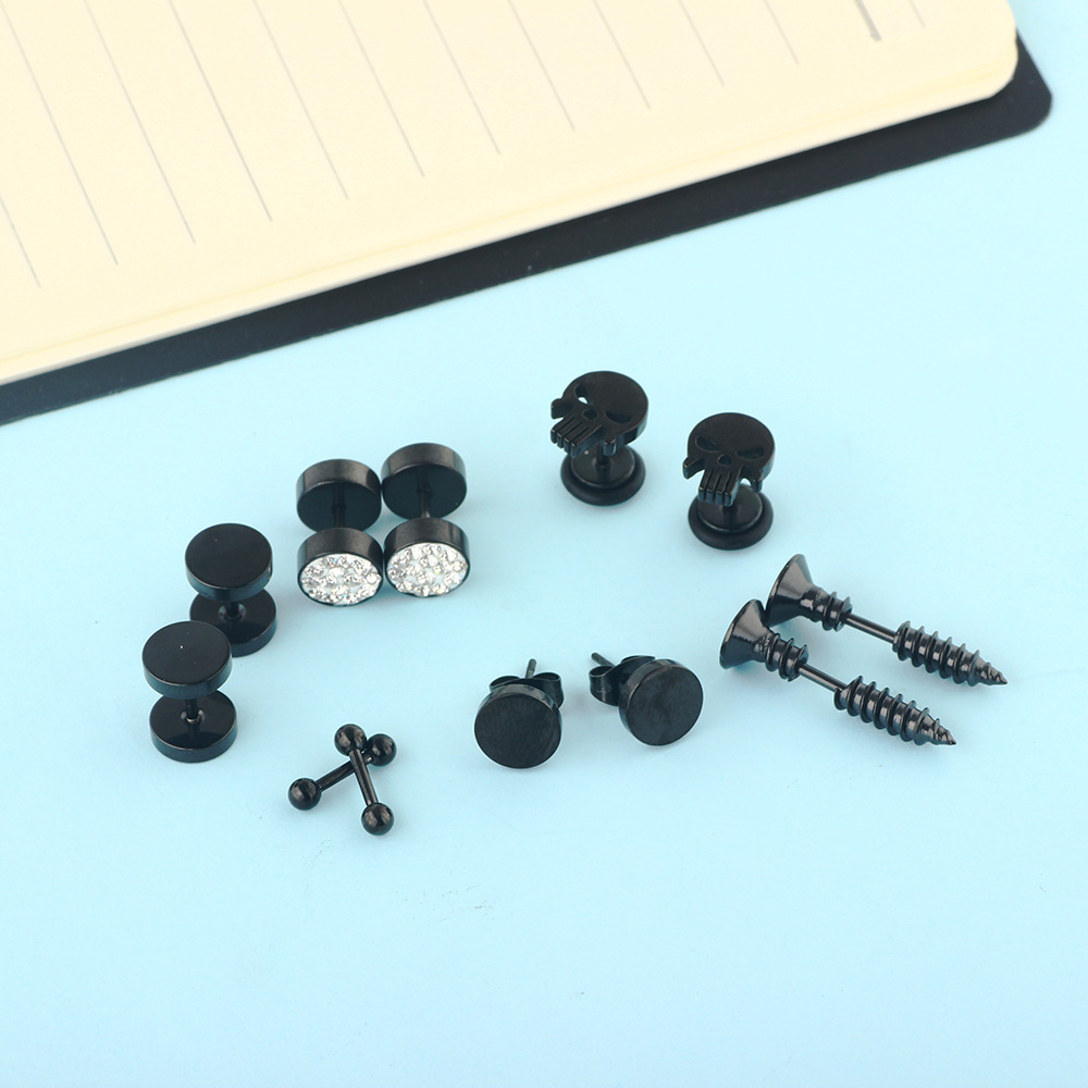 Factory Direct Amazon Wish Men's Explosive Earring Set Faux Ear Expanders Women's Atmospheric Simple Earrings Wholesale - Image 4