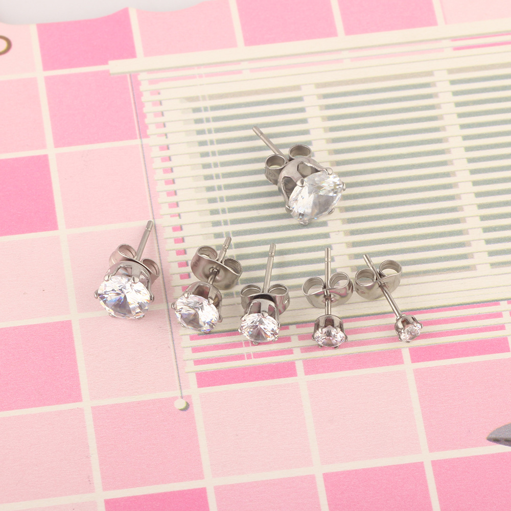 Cross-border Korean Simple Round Zircon Earrings for Men and Women, Ear Jewelry Manufacturer Wholesale - Image 2