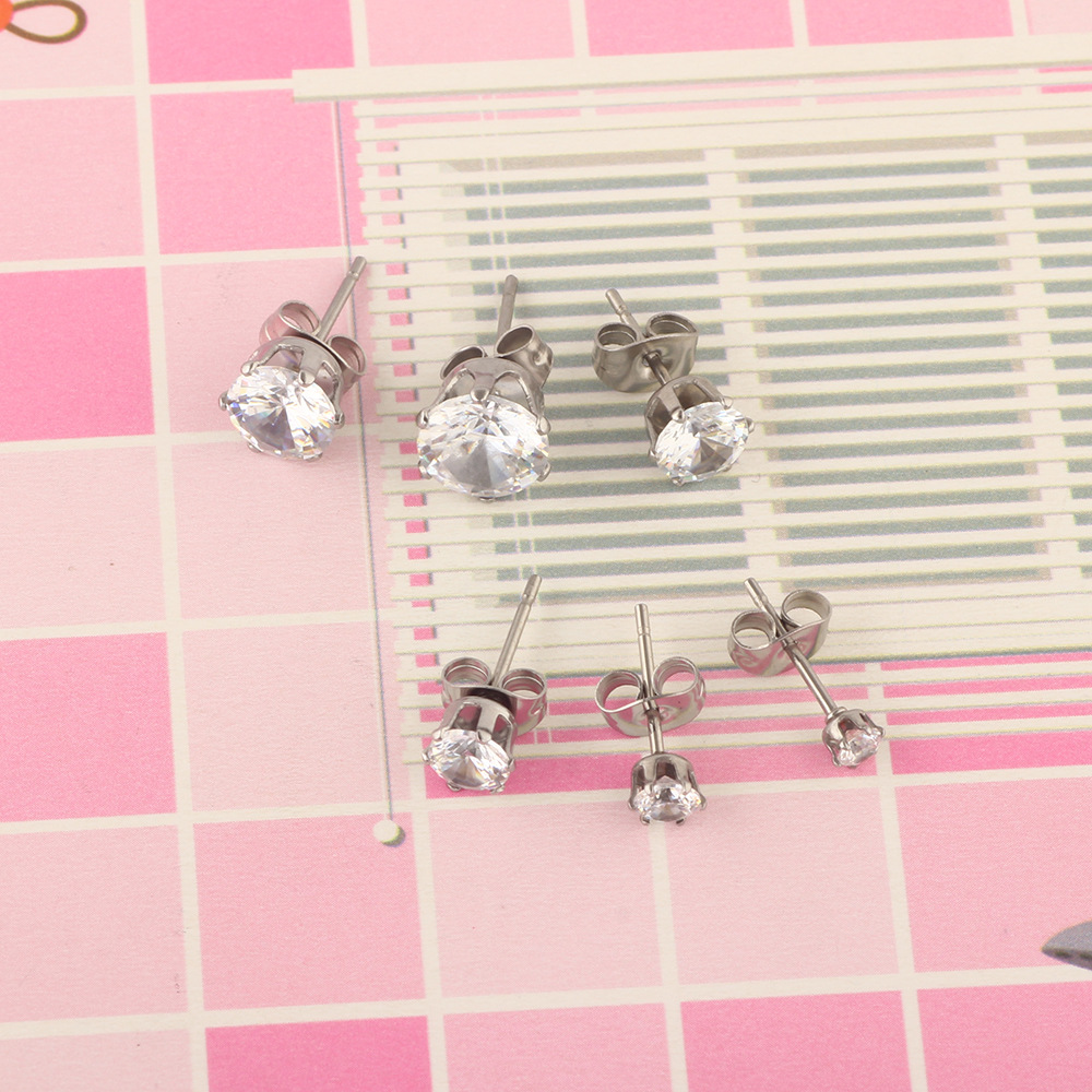 Cross-border Korean Simple Round Zircon Earrings for Men and Women, Ear Jewelry Manufacturer Wholesale - Image 3