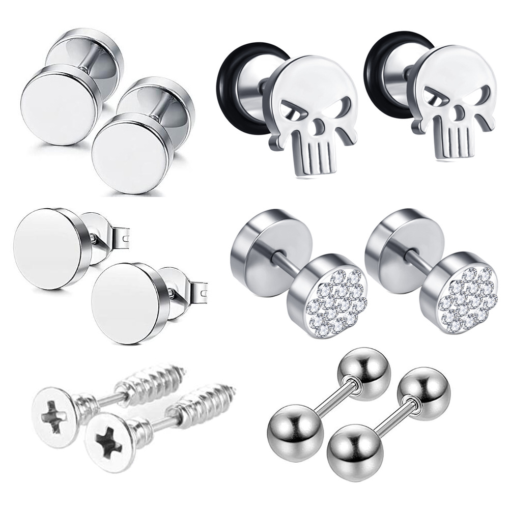Factory Direct Amazon Wish Men's Explosive Earring Set Faux Ear Expanders Women's Atmospheric Simple Earrings Wholesale - Image 2