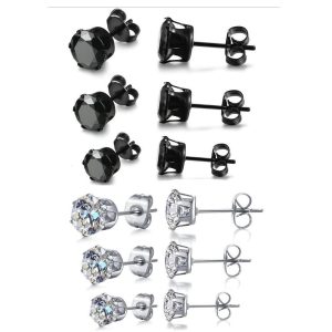 Cross-border Korean Simple Round Zircon Earrings for Men and Women, Ear Jewelry Manufacturer Wholesale