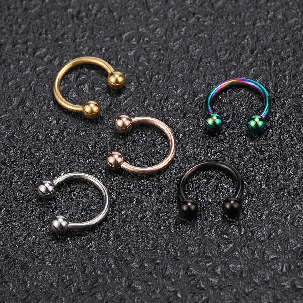 Exaggerated Horseshoe Eyebrow Ring Titanium Steel Ball Nose Ring Body Piercing Jewelry Universal Ring Foreign Trade Wholesale - Image 3