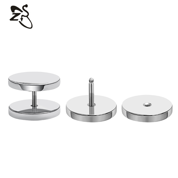 Stainless Steel Round Cake Dumbbell Earrings for Men Women - 14mm Black Earring Accessories Wholesale - Image 3
