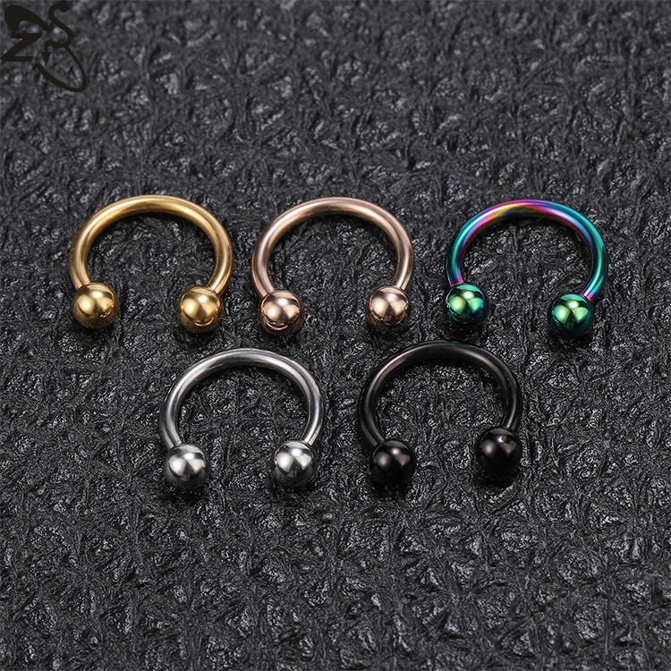 Exaggerated Horseshoe Eyebrow Ring Titanium Steel Ball Nose Ring Body Piercing Jewelry Universal Ring Foreign Trade Wholesale - Image 2