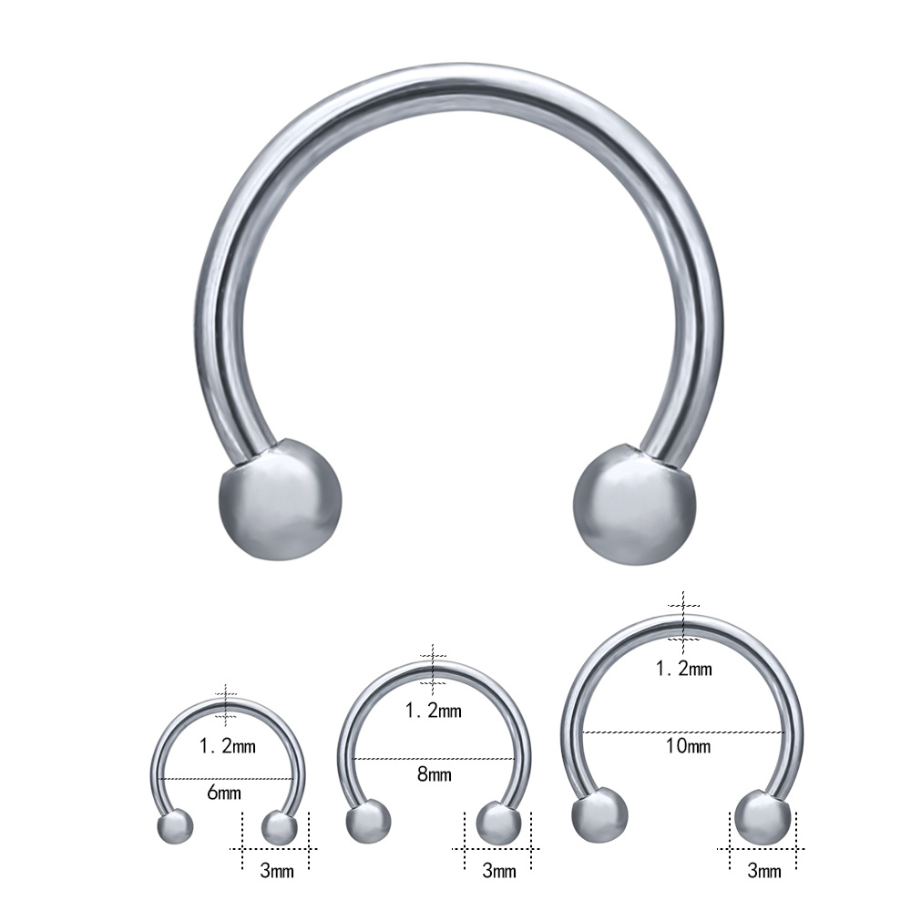 Exaggerated Horseshoe Eyebrow Ring Titanium Steel Ball Nose Ring Body Piercing Jewelry Universal Ring Foreign Trade Wholesale - Image 5