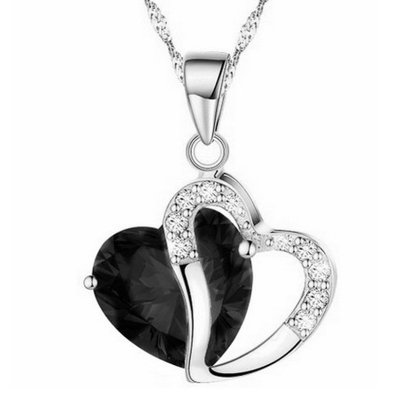 New Silver Jewelry Korean Style Peach Heart-Shaped Zircon Crystal Necklace Clavicle Chain Sweater Chain Wholesale - Image 3