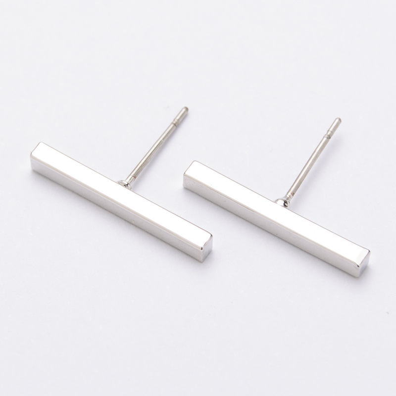 High-End Geometric Stud Earrings Versatile Lady's T-Shaped Ear Clip Silver Ear Pin Wholesale - Image 5