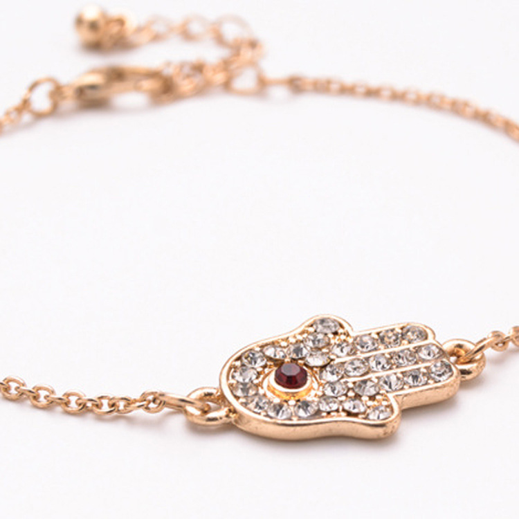 Turkish Blue Eye Hand of Fatima Bracelet - Gold Alloy Geometric Wrist Jewelry - Mixed Batch Wholesale - Image 3
